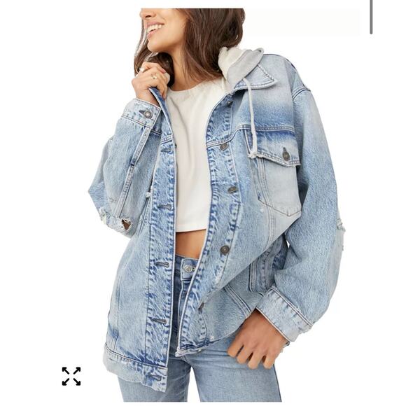 Free People Jackets & Blazers - Free People Flawless Hooded Denim Jacket S